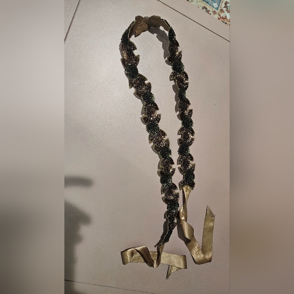 Sequin Floral Design Belt With Satin Ash Tie Adjustable. - Picture 2 of 9